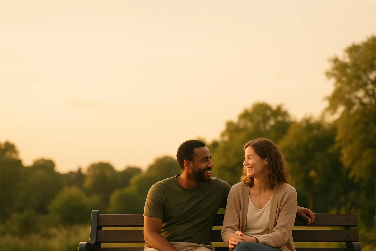A couple together at golden hour